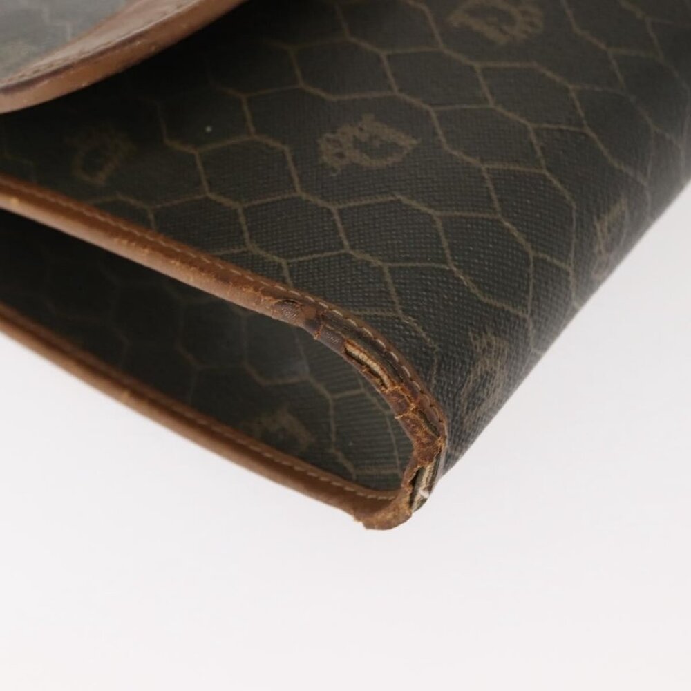 Authentic Christian Dior Honeycomb Canvas Shoulder Bag PVC Khaki Gold - Picture 16 of 16